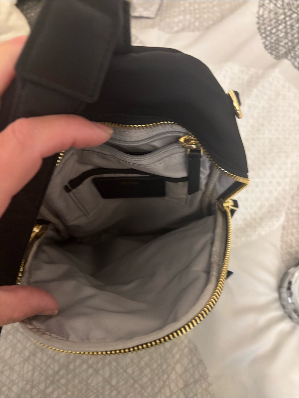 Black Women's Crossbody Bag with Gold Hardware